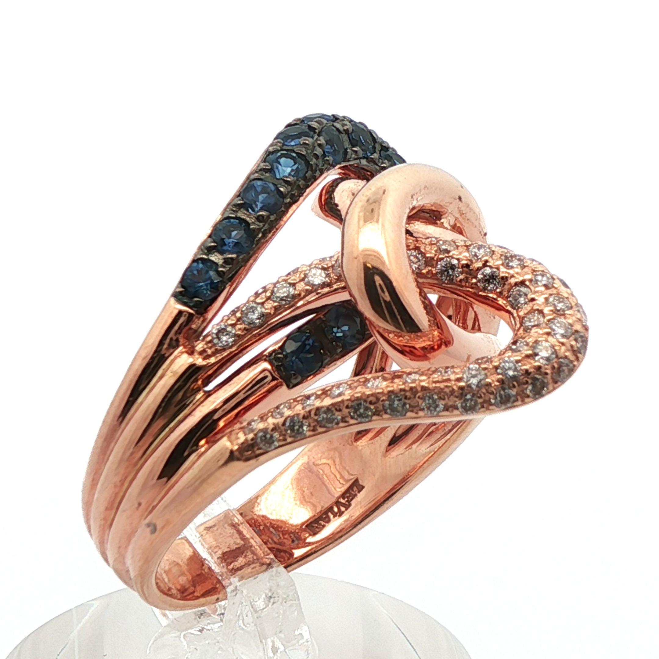 Anillo Levian de Zafiro y Diamante en Oro Rosa de 14k en venta 2