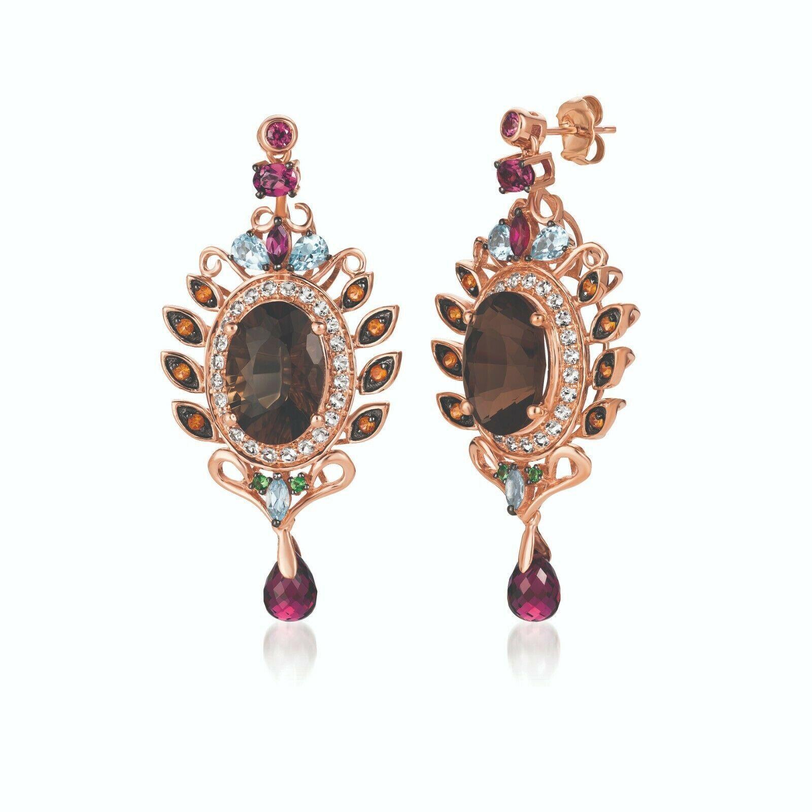 LeVian 14K Rose Gold Rauchquarz Rhodolith Topas Tsavorit Citrin Ohrringe