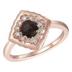 LeVian 14K Rose Gold Smoky Quartz Round Nude Diamond Beautiful Cocktail Ring
