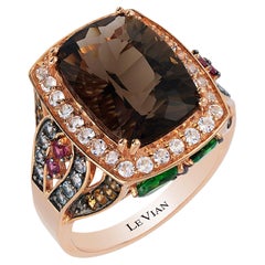 LeVian Bague cocktail en or rose 14 carats avec quartz fumé, tsavorite, rhodolite et citrine