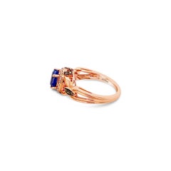 LeVian 14K Rose Gold Tanzanite Round Chocolate Brown Diamond Cocktail Halo Ring