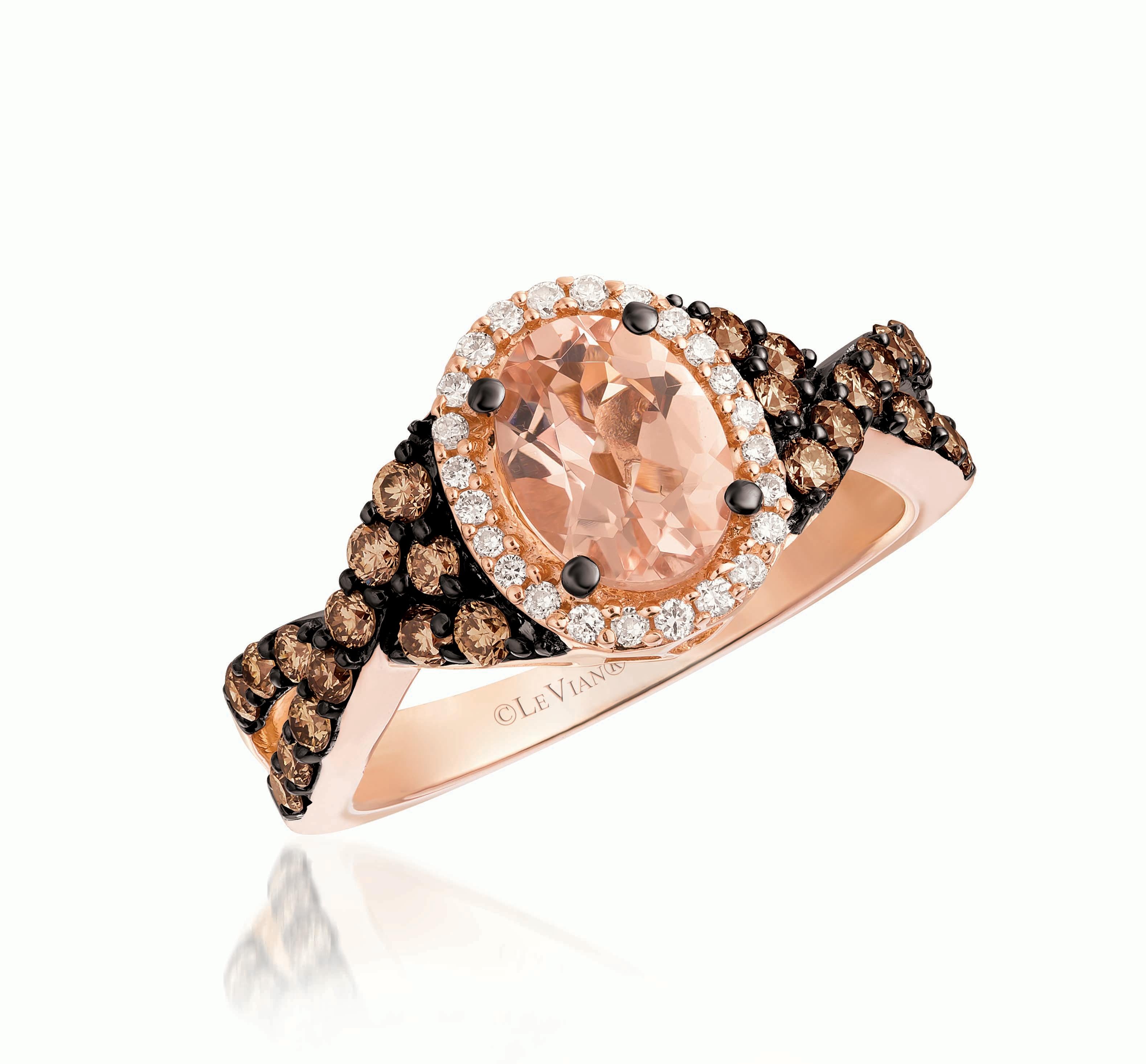 Le Vian Chocolate Vanilla Cushion Diamond Engagement Ring 14k Rose Gold