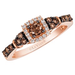 Levian 14K Rose Gold White Chocolate Diamond Halo Fashion Ring