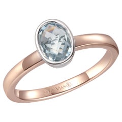 LeVian 14K Two-Tone Gold Blue Aquamarine Gemstone Beautiful Fancy Cocktail Ring