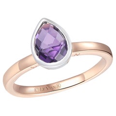 LeVian 14K Two-Tone Gold Dark Purple Amethyst Gemstone Classy Cocktail Ring