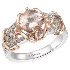 LeVian 14K Two-Tone Gold Morganite Round Chocolate Brown Diamond Cocktail Ring