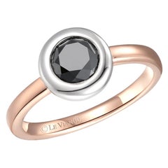 LeVian 14K Two-Tone Gold Round Black Diamonds Beautiful Classic Cocktail Ring