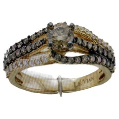 Le Vian Bague de mariage en or bicolore 14 carats avec diamants ronds brun chocolat