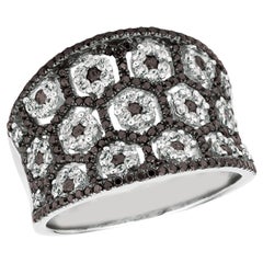LeVian 14K White Gold 1-1/2 Cttw Black and White Diamond Wide Band
