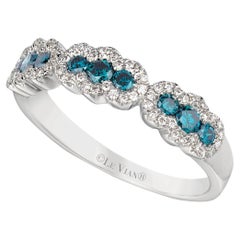 Le Vian 14K White Gold 1 2 Cttw Blue White Diamond Three Halo Ring