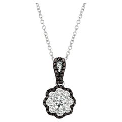 Le Vian 14K White Gold 1 2 Cttw White and Black Diamond Cluster Pendant Necklace