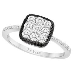 Levian 14K White Gold 2 3 Cttw Black and White Diamond Cluster Halo Ring
