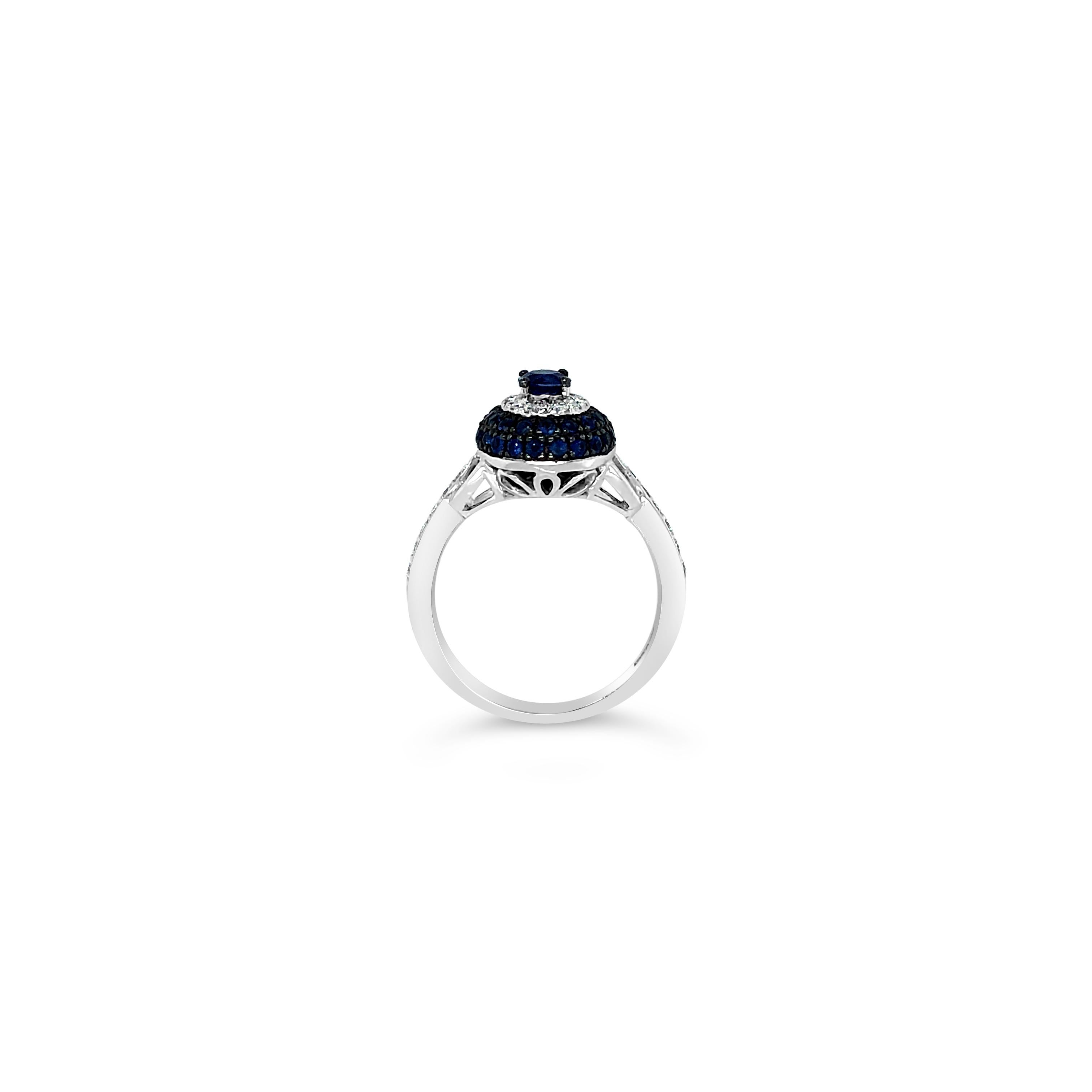Le Vian® Ring featuring 1/4 cts. Cornflower Ceylon Sapphire™, 1/2 cts. Blueberry Sapphire™, 1/4 cts. Vanilla Diamonds®  set in 14K Vanilla Gold®
