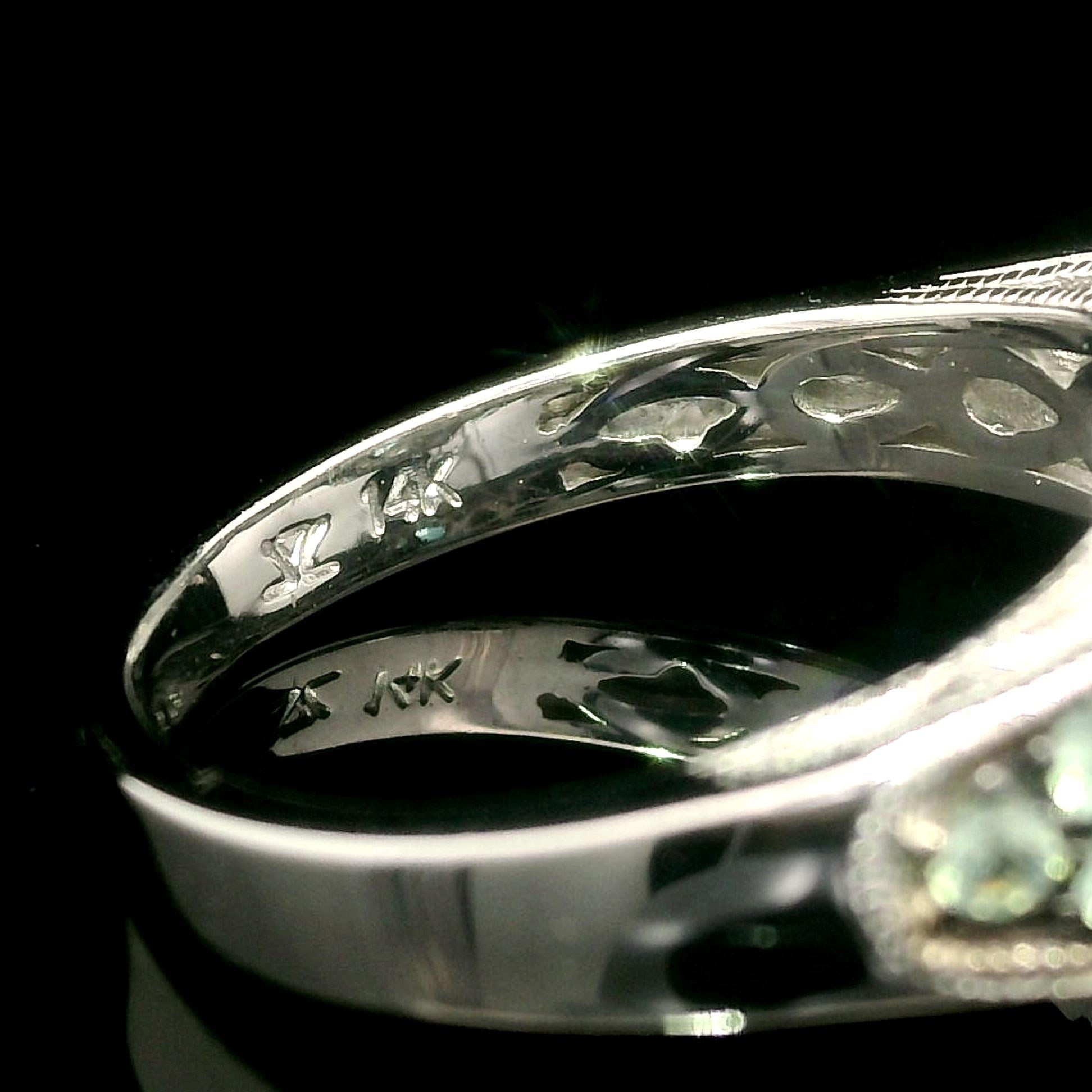 LeVian 14k White Gold Blue Zircon Diamond Halo Pave Green Alexandrite Ring Damen im Angebot