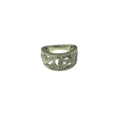 LeVian 14K White Gold Champagne and White Diamond Band Ring Size 6.75 #20770