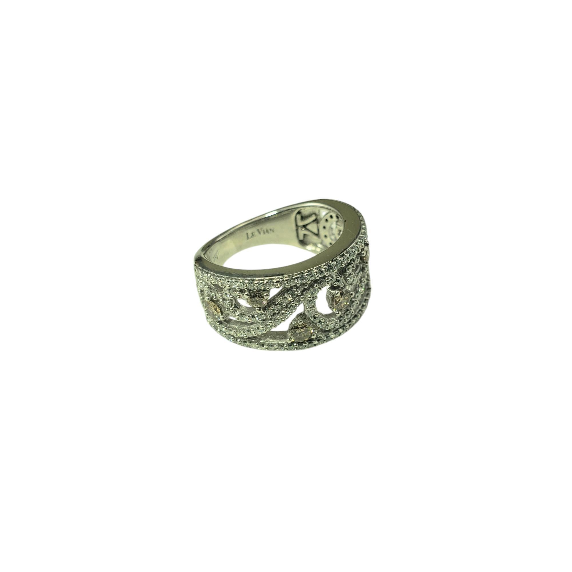 Brilliant Cut LeVian 14K White Gold Champagne and White Diamond Band Ring Size 6.75 #20770 For Sale