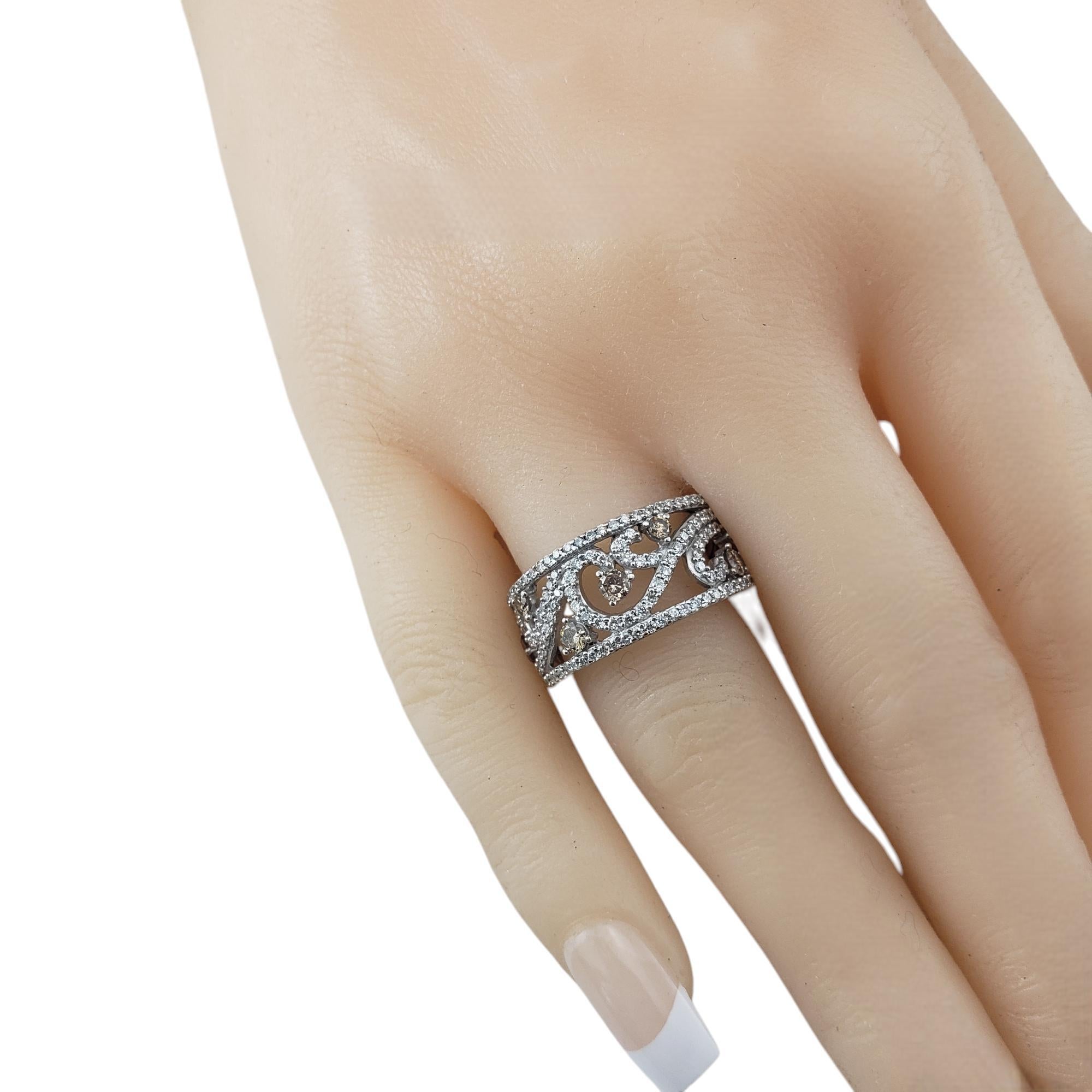 LeVian 14K White Gold Champagne and White Diamond Band Ring Size 6.75 #20770 For Sale 1