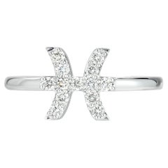 Levian 14K White Gold Champagne Diamond Pisces Zodiac Sign Fashion Ring