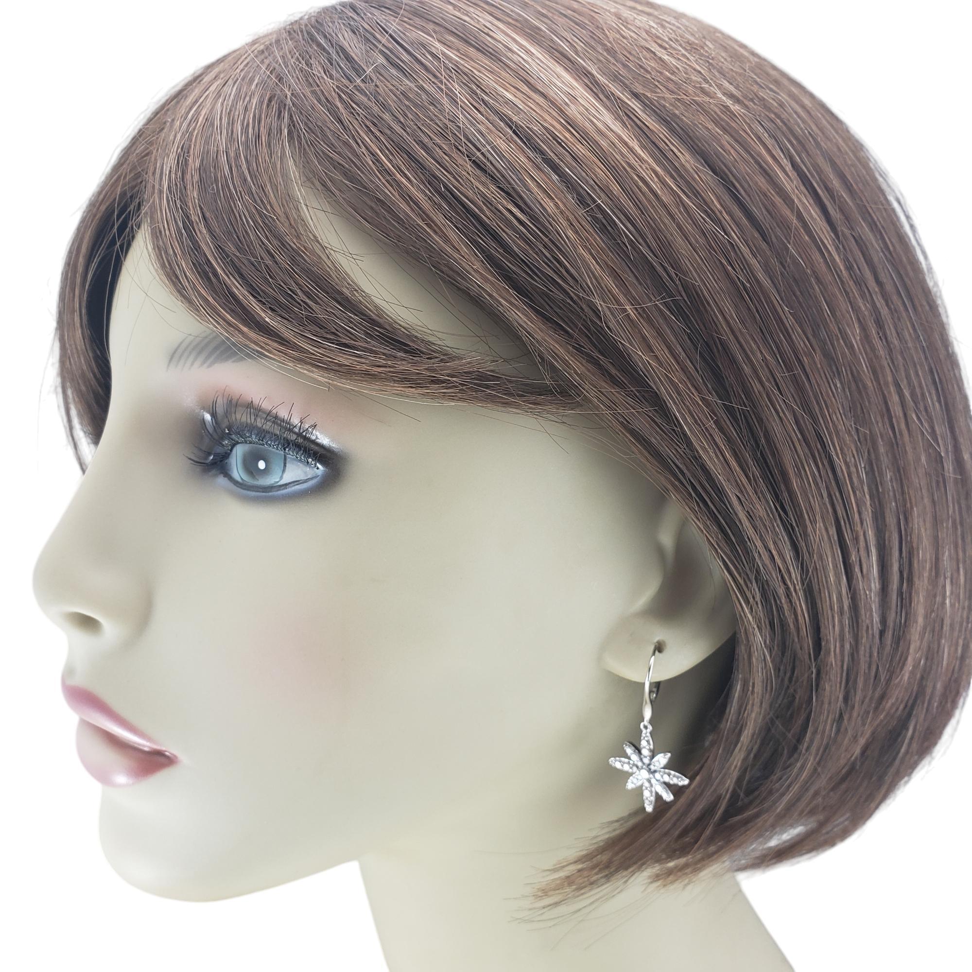 LeVian 14K White Gold Champagne & White Diamond Starburst Dangle Earrings #20714 For Sale 2