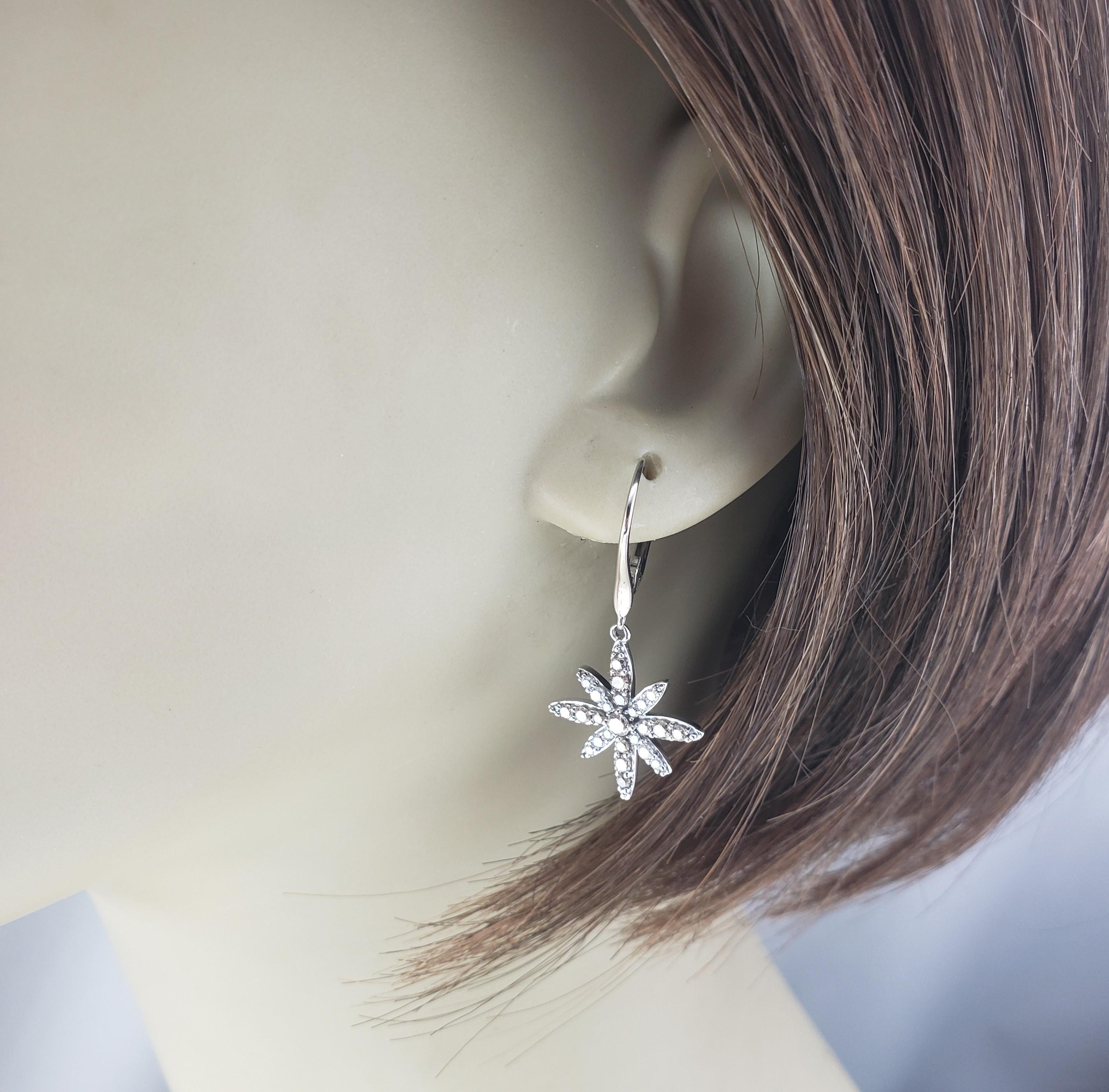 LeVian 14K White Gold Champagne & White Diamond Starburst Dangle Earrings #20714 For Sale 3