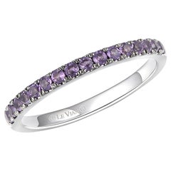 LeVian 14K White Gold Purple Amethyst Gemstone Fancy Pretty Classy Cocktail Ring