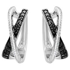 LeVian 14K White Gold Round Black Diamonds Beautiful Fancy Pretty Earrings