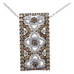 Halskette mit Anhänger, 14 Karat Weißgold, runder schokoladenbrauner Diamant, von Le Vian