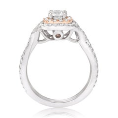 LeVian 14K White Gold Round Chocolate Brown Diamond Bridal Wedding Halo Ring
