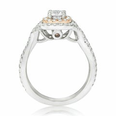 LeVian 14K White Gold Round Chocolate Brown Diamond Bridal Wedding Halo Ring