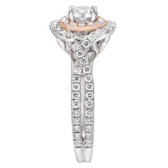 Anello LeVian in oro bianco 14 carati con diamante rotondo marrone cioccolato e anello nuziale aureolato