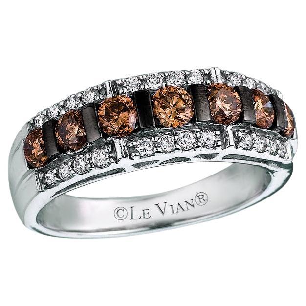Le Vian 14K White Gold Round Chocolate Brown Diamond Classy Fancy Cocktail Ring For Sale