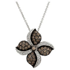 Le Vian 14K White Gold Round Chocolate Brown Diamond Classy Pendant Necklace