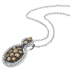 LeVian 14K White Gold Round Chocolate Brown Diamond Cluster Pendant Necklace