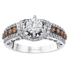 Anello nuziale cocktail con diamante marrone e cioccolato rotondo in oro bianco LeVian 14K