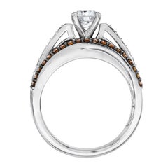 LeVian 14K White Gold Round Chocolate Brown Diamond Gorgeous Bridal Wedding Ring