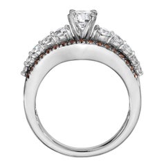 LeVian 14K White Gold Round Chocolate Brown Diamond Pretty Bridal Wedding Ring