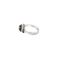 LeVian 14K White Gold Round Chocolate Brown Diamond Pretty Halo Cocktail Ring