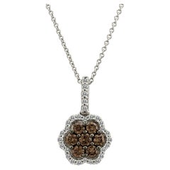 Le Vian 14K White Gold Round Chocolate Brown Diamonds Beautiful Pendant Necklace