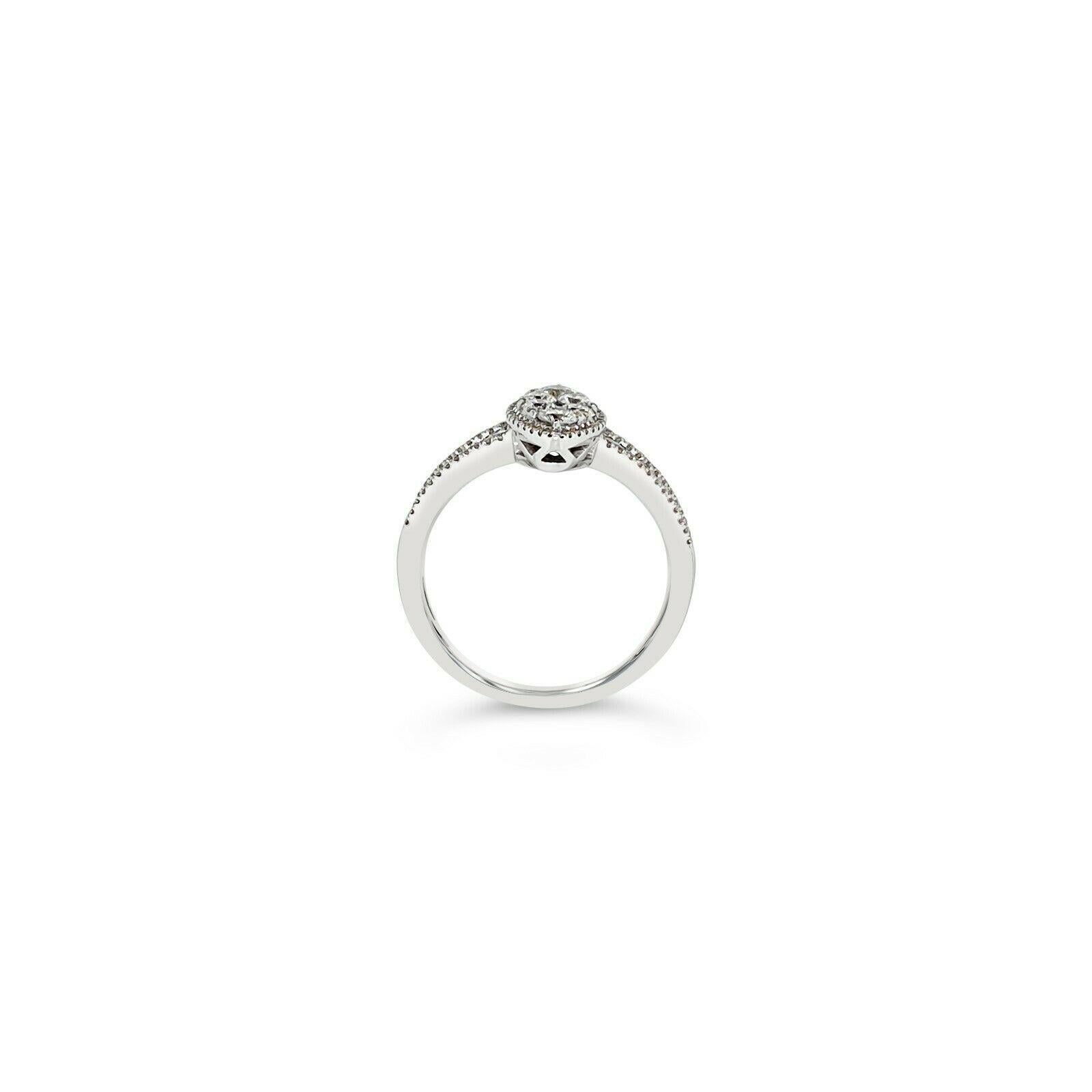 Women's or Men's LeVian 14K White Gold Round Diamond New Beautiful Classic Cluster Cocktail Ring For Sale