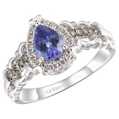 LeVian 14K White Gold Tanzanite Round Chocolate Brown Nude Diamond Cocktail Ring