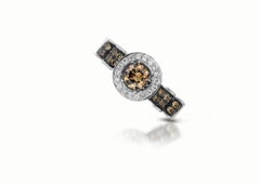 Levian 14K White Gold White Chocolate Diamond Halo Fashion Ring Size 5.75