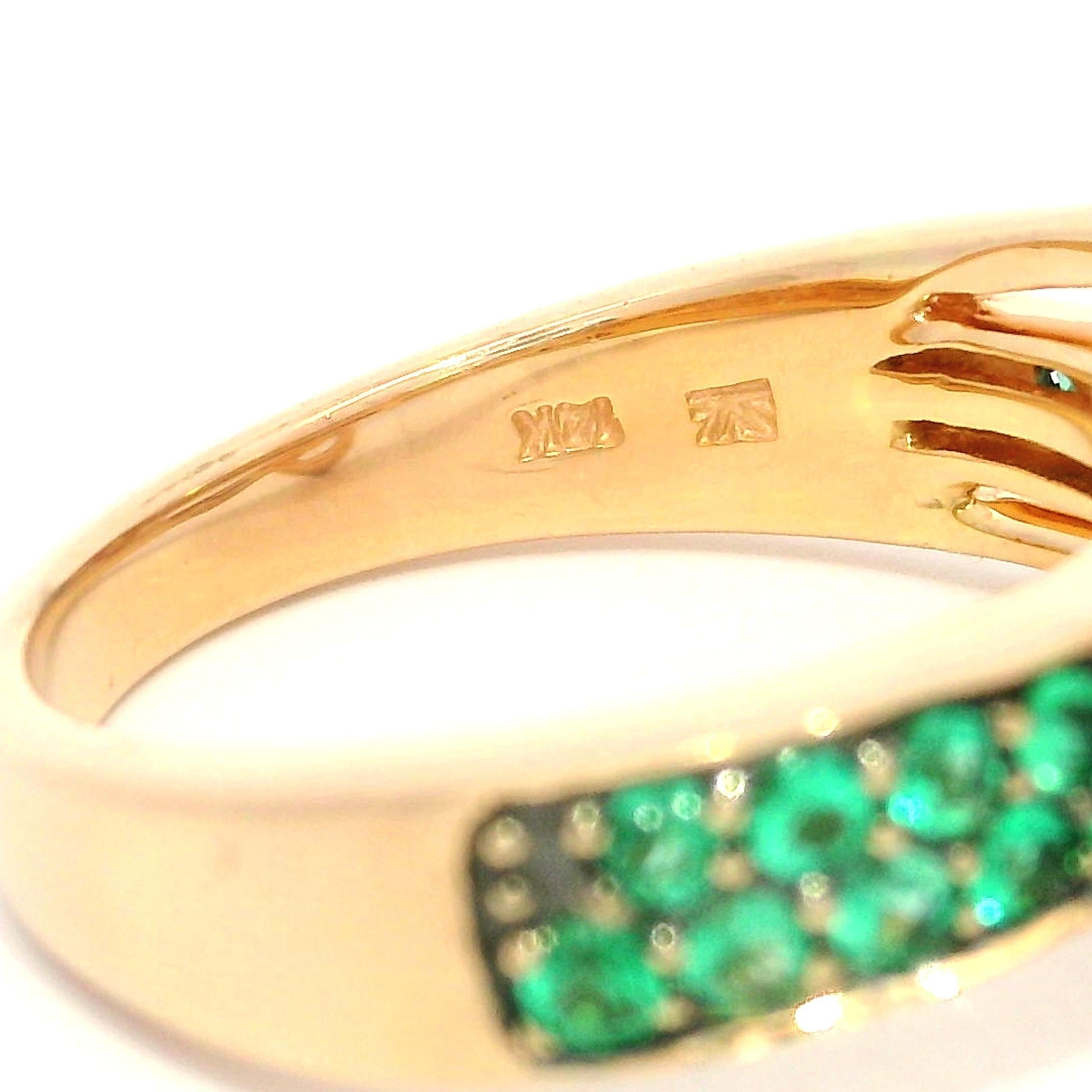 Anello LeVian in oro giallo 14k da 0,58ctw con smeraldo e diamante incrociati in vendita 2