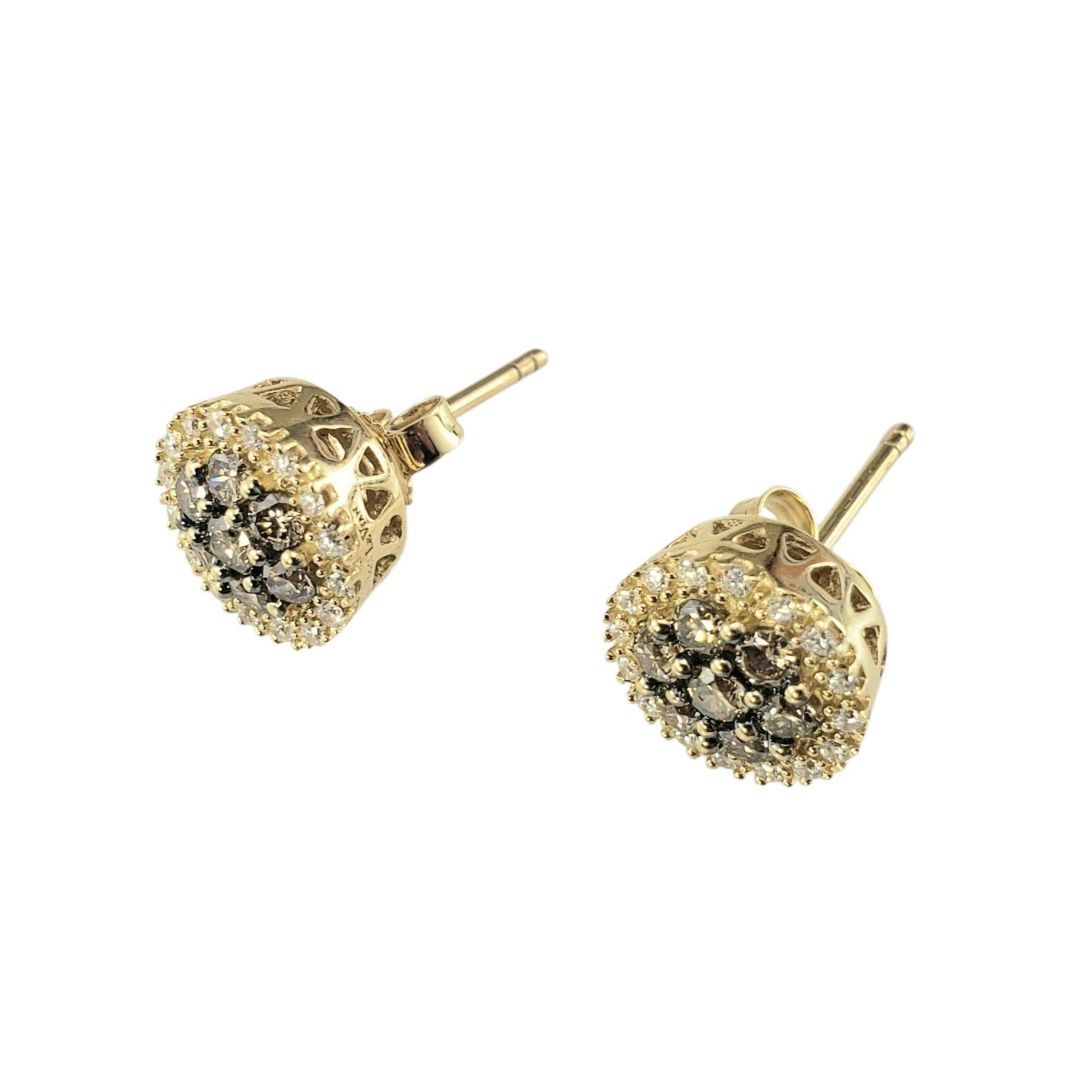 Taglio rotondo Orecchini LeVian in oro giallo 14K con cioccolato e diamanti bianchi #22997 in vendita