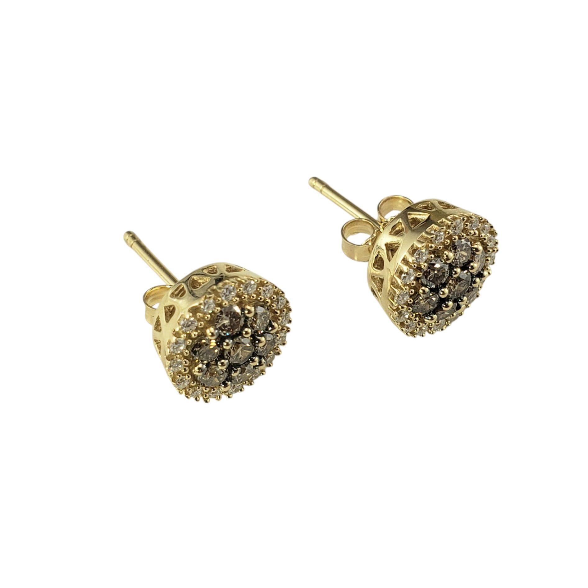 Orecchini LeVian in oro giallo 14K con cioccolato e diamanti bianchi #22997 In condizioni buone in vendita a Washington Depot, CT