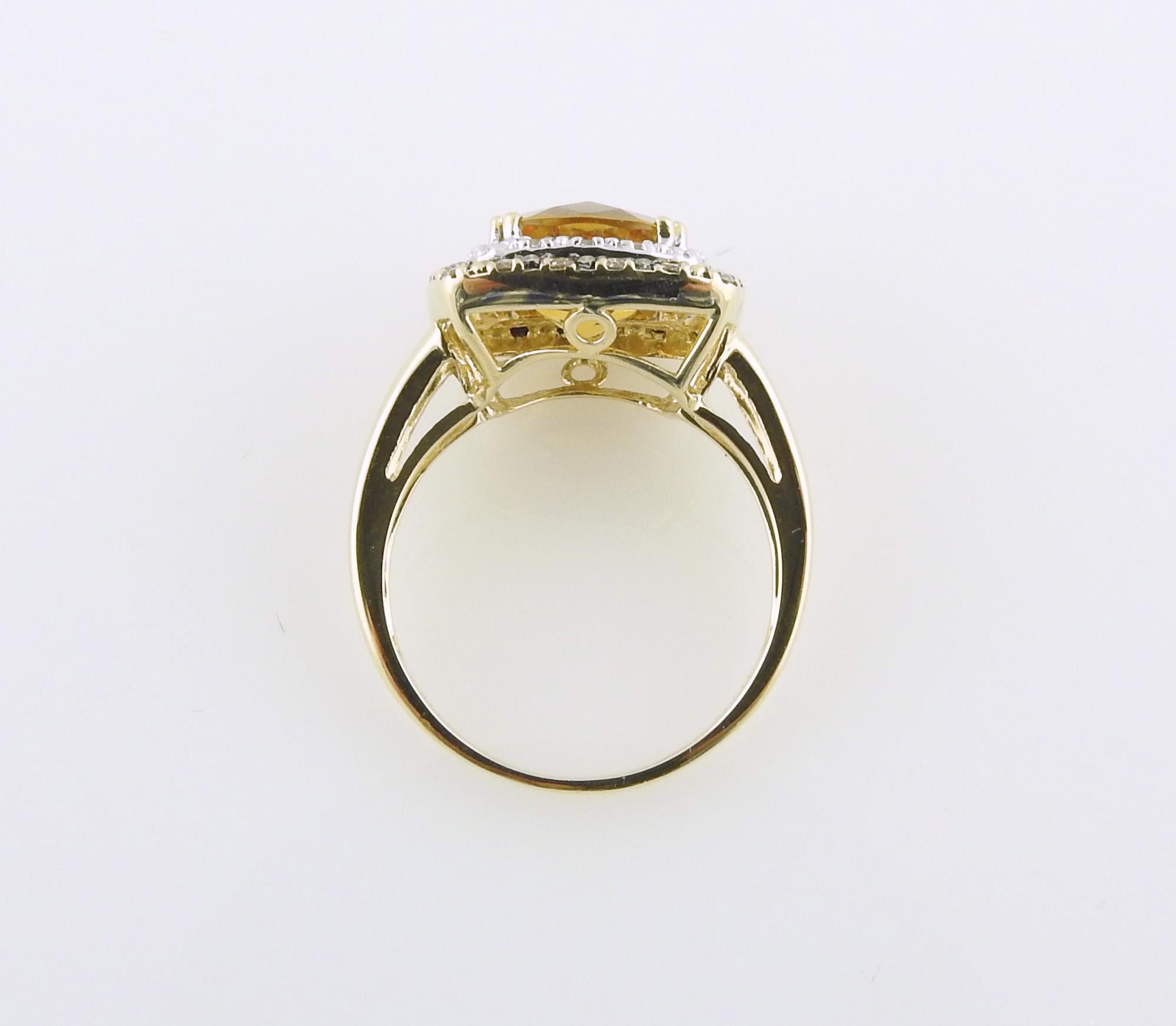 Levian 14K Yellow Gold Cinnamon Citrine White Sapphire Chocolate Diamond Ring Si In Good Condition In Washington Depot, CT