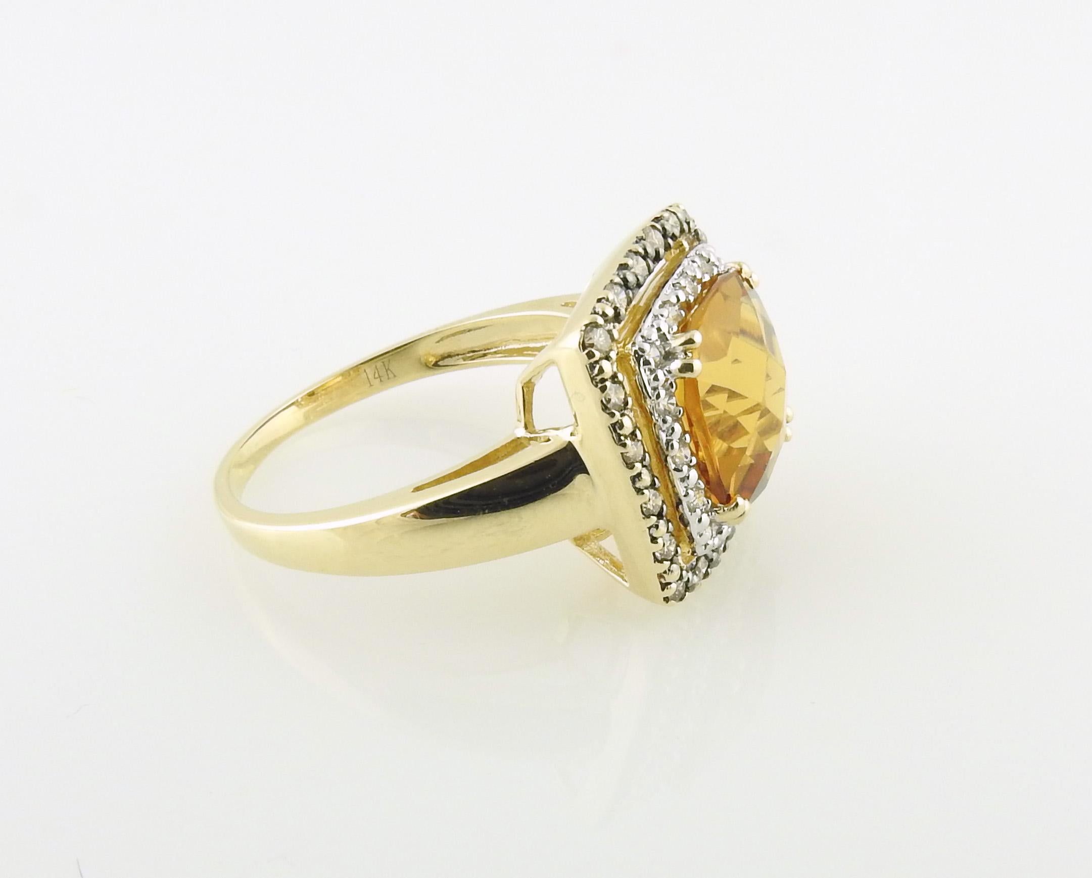 Women's Levian 14K Yellow Gold Cinnamon Citrine White Sapphire Chocolate Diamond Ring Si