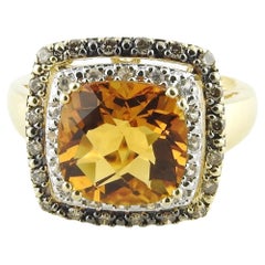 Levian 14K Yellow Gold Cinnamon Citrine White Sapphire Chocolate Diamond Ring Si