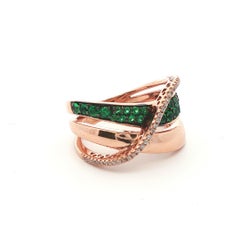 Anello a fascia con smeraldo e diamante in oro giallo LeVian 14k