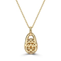LeVian 14K Yellow Gold Orange Citrine Round Brown Diamond Halo Pendant Necklace
