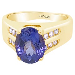 LeVian 14K Yellow Gold, Oval Tanzanite & 2/5 Cttw Diamond Ring